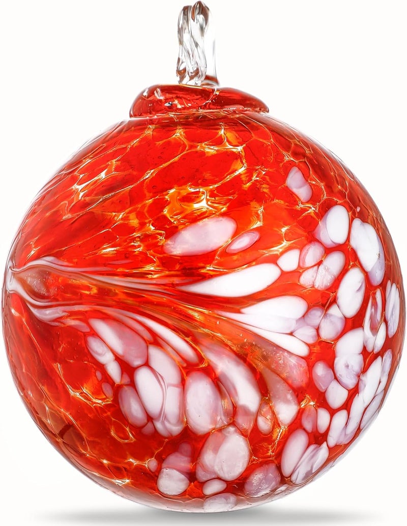 KRISININE 4 Inch Hand Blown Glass Gazing Ball Witches Ball Ornament Garden Patio Window Decor - Image 1